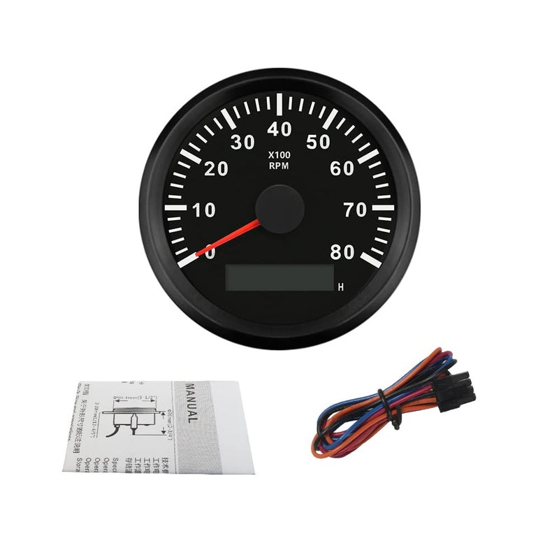 ELING Tachometer RPM Gauge with Hour Meter for Car Truck Boat Yacht 0-8000RPM 85mm with Backlight - Image 5